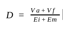 Fórmula da Desejabilidade de um software, que diz que a desejabilidade é igual aos valores Va + Vf divididos por Ei + Em